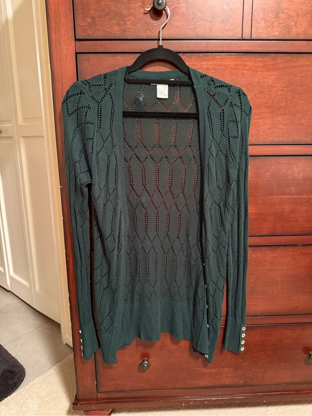 Alberto Makali Open-Front Pointelle Cardigan - Dark Green